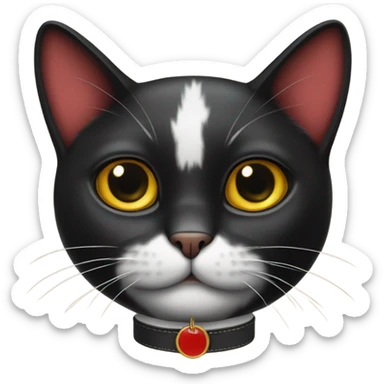 Gato negro con collar rojo  sticker
