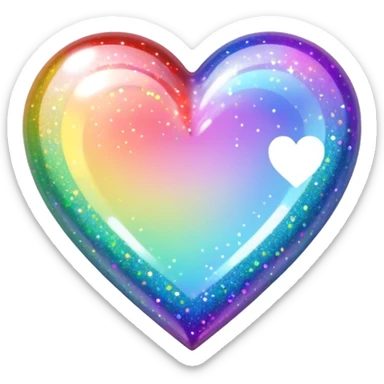 glitter heart with rainbow sparkles sticker