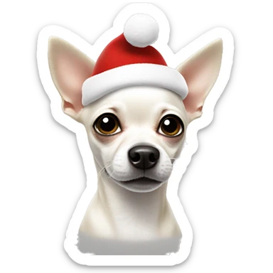 White chihuahua with black spots Santa hat sticker