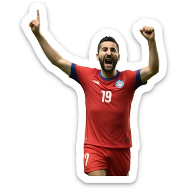 I'm honing a description of Arda Güler's goal celebration, noting his right hand on his chest and his left hand raised, mirroring the specified gesture. This aligns perfectly with known details. sticker
