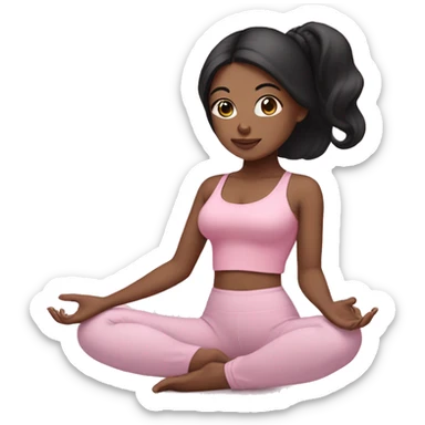 yoga girl with black hair and baby pink outfit sticker