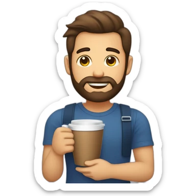 homem com barba segurando um copo café sticker