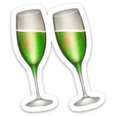 Two champagne glasses with red and green sparkles sticker
