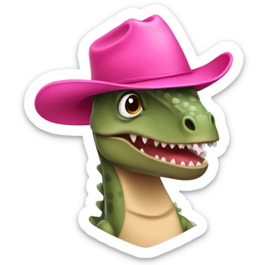 Dinosaur with pink cowboy hat sticker