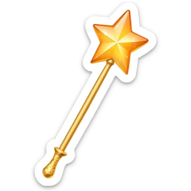 Classic magic wand like Apple's emoji but with yellow stars featuring a smooth yellow-to-orange gradient, sparkly magical effect sticker