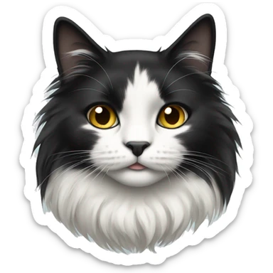 Black and white long haired cat sticker