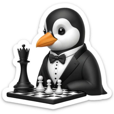 Pinguin playing chess sticker