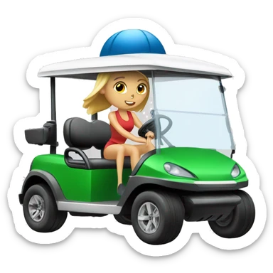 Speeding golf cart With girl diving sticker