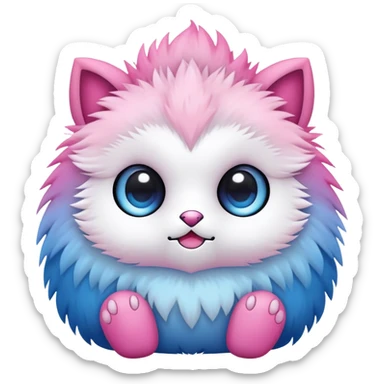 Cute cool edgy kawaii pink-white-blue-gradient fakemon-creature sticker