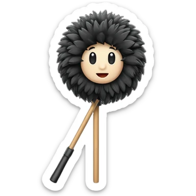 boom fluffy microphone with stick sticker