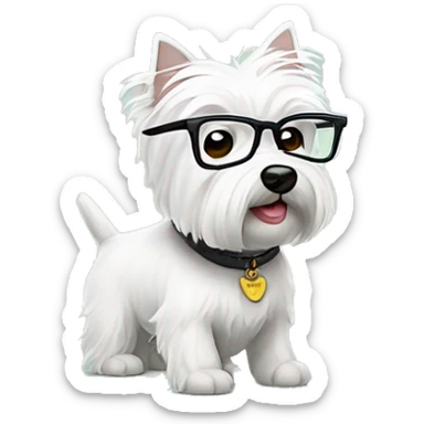 west highland white terrier with glasses sticker