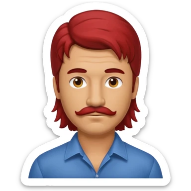 Mullet man with mustache brunet red neck  sticker