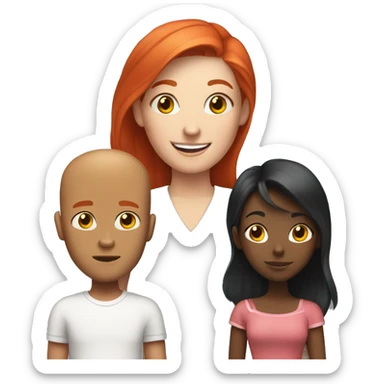 Family With a red hair women, a bald man and a huge man With red hair and a young girl With blond hair and a black withe dog sticker
