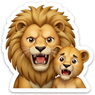 Lion attacking a man sticker