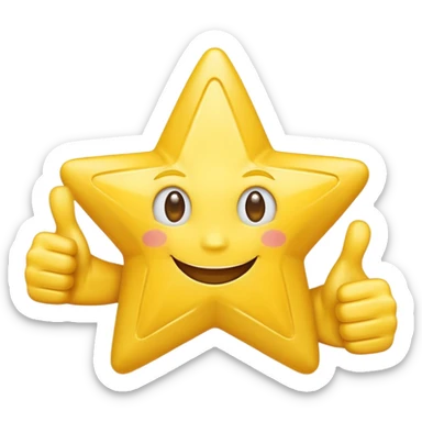 HD a smiling happy star with both hands doing thumbs up  sticker
