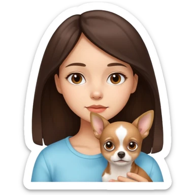 dreamy brunette girl with a chihuahua dog sticker