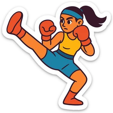 female kickboxer sticker