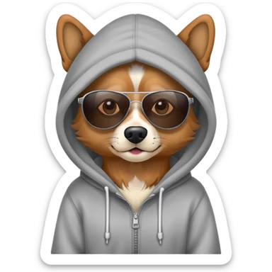 dog wearing hoodie and shades sticker