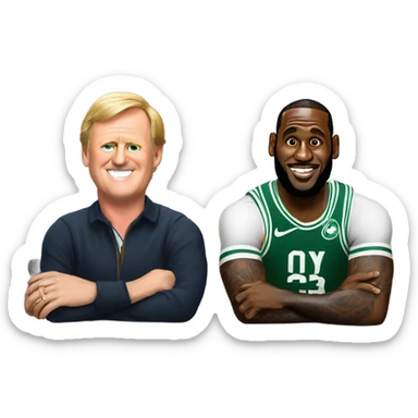 LeBron James sitting at a bar with Larry bird sticker