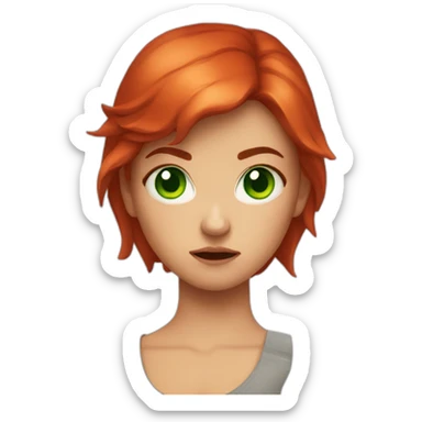 the girl with green eyes and red hair is angry sticker