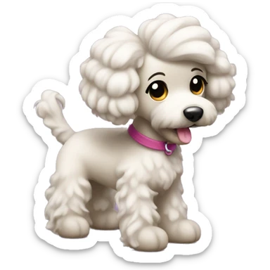 Caniche toy little doggy with a ponytail  sticker