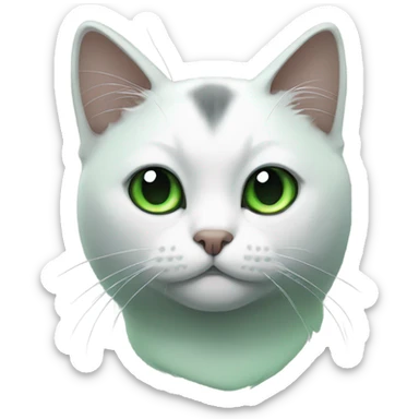 Black, white and  eyes green cat sticker