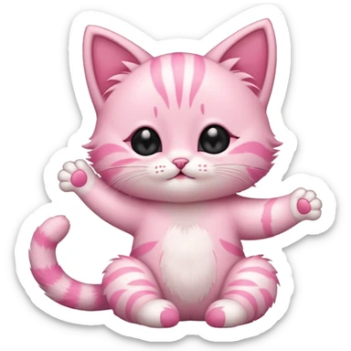 Baby pink kitten stretching  sticker