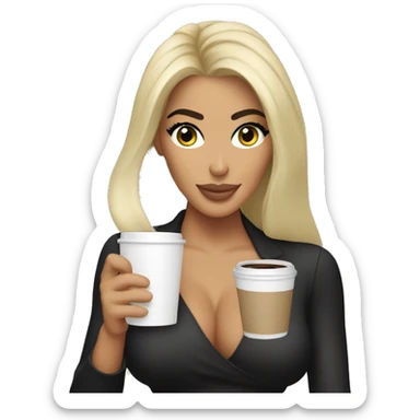 blonde kim kardashian holding coffee sticker