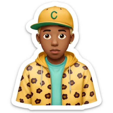 Tyler the Creator rapper with his distinctive style and colorful outfits sticker