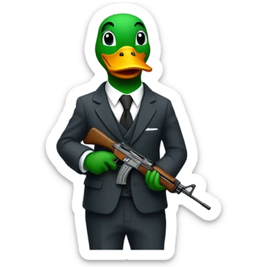 Duck man with a suit and a ak-47 sticker