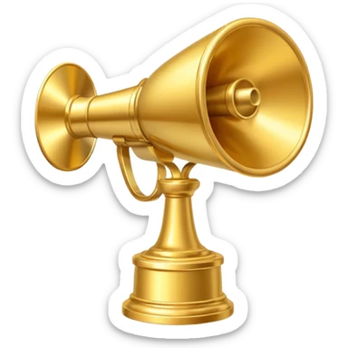 golden trophy with marketing elements like megaphone, chart, and target sticker