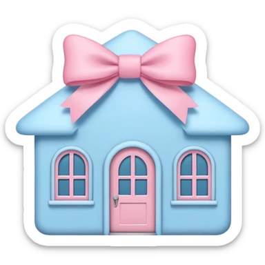 pastel house with a bow, no face, minimal and rounded, emoji-like style sticker