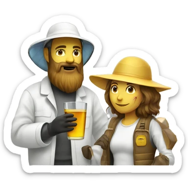 Beekeeper with 3 day beard drinking hydromel female sticker