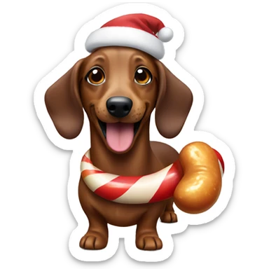 Sausage Dog smiling christmas candy sticker