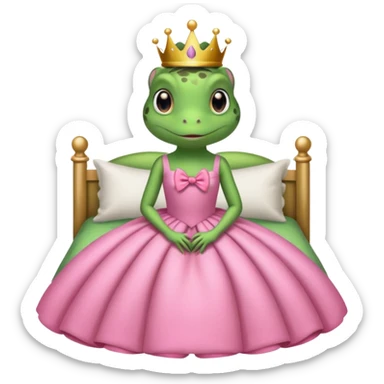 princess frog on bed pink bow with a pink dress cute girly pop sticker