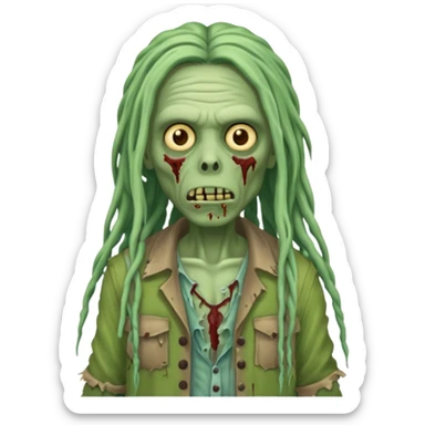 The zombie emoji with long locs sticker