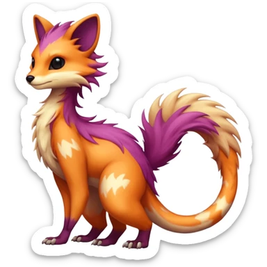 Cool randomly colored colorful furry anthropomorphic fantasy-Vernid-creature by LiLaiRa with a long tufted tail with edgy markings (full body) sticker