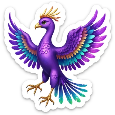a purple pheonix with wings spread out sticker