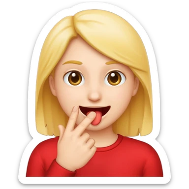 emoji semi smiling biting a finger sticker