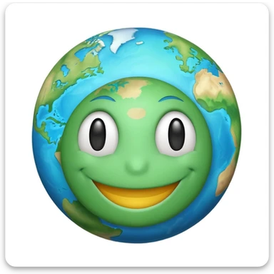 Earth with a smiley face sticker