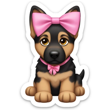 German Shepard puppy pink bow sticker