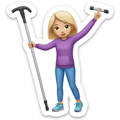 Girl dabbing with crutches on sticker