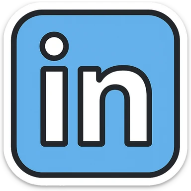 LinkedIn icon, lineal color outline style, blue outline with white fill, rounded corners, professional look sticker
