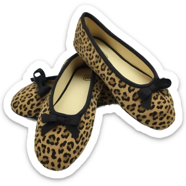 Chaussons ballerines isotoner avec noeud pour femme en tissu semelle du dessous en cuir de couleur leopard très féminine porter  sticker