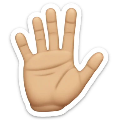 a 5 fingered hand with the the thmb, pointer finger, and middle finger open. the othe two fingers are closed sticker