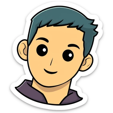 a man's face in his late 20s, cartoonish sticker style sticker