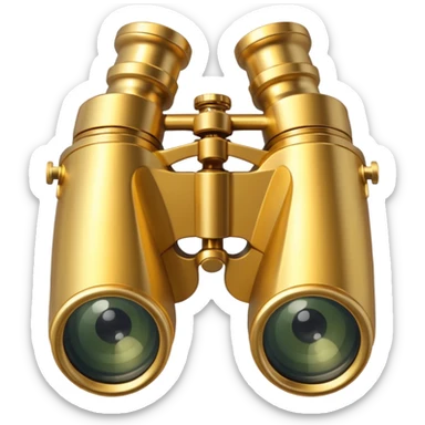 gold binoculars with large lenses simple eye holes and straight shaft sticker