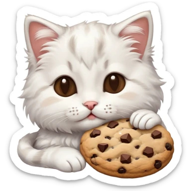 Sleepy kitten eating cookies  sticker