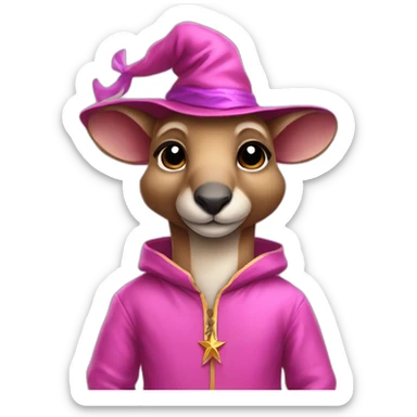 kangaroo pink Wizard clothe sticker