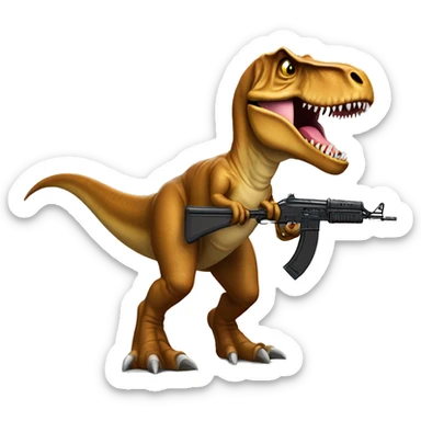 T rex with an Ak47 sticker